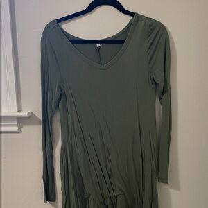 Olive Green Long Sleeve Dress